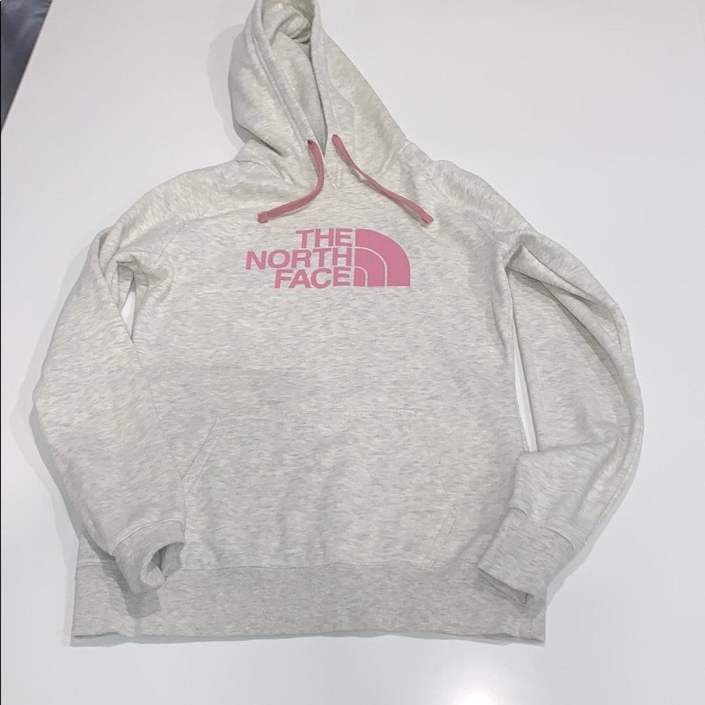North face gray and pink hoodie sweatshirt